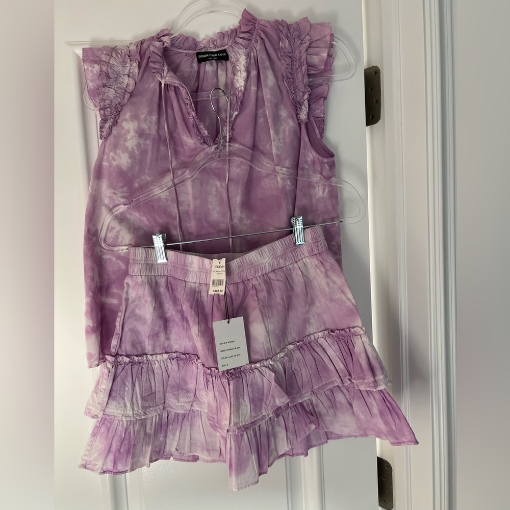 Generation Love Lilac Tie-Dye Ruffle Top & Skirt Set